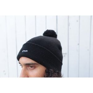 Black Beanie - Pom-Pom “Genius”